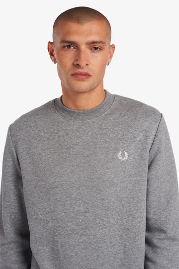 Grey Fred Perry Crew Neck Men's Sweatshirts | PH 1576MQZA